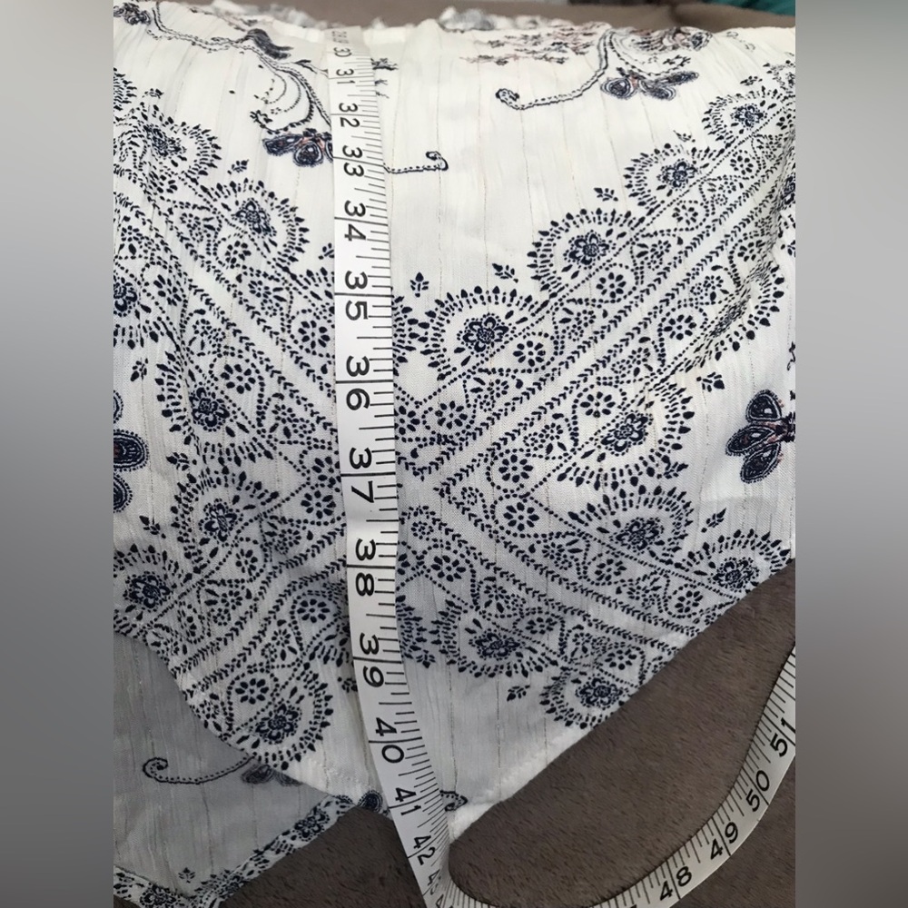 KNOX ROSE-Elegant Off White and Navy Paisley Dress size L - Picture 8 of 12
